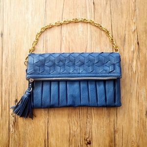 Urban Expressions Blue Woven Cluth Shoulder Bag